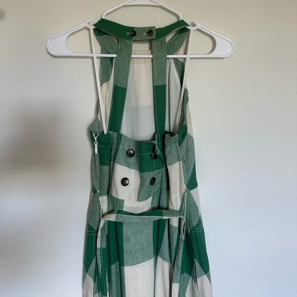 Maeve by ANTHROPOLOGIE Midi Gingham green and white dress - Picture 3 of 6